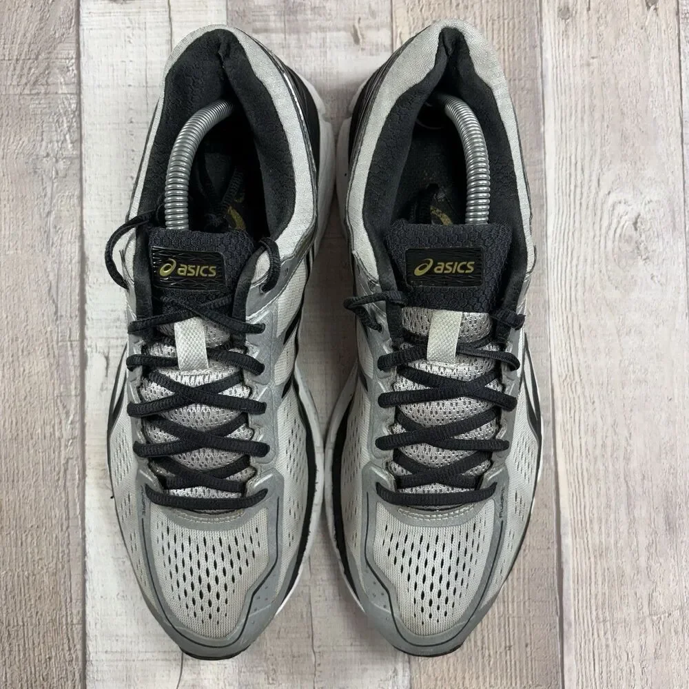 Asics GEL Kayano 22 Men's Size 10 Running Shoes Sneakers Silver Black Gold T547N